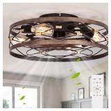 $118 Small Fandelier Caged Ceiling Fan with Light