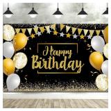 Tatuo Birthday Backdrop Banner, Glitter Photo