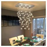 $140 Glam Crystal Chandelier with Bulbs LED Light