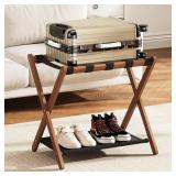 Walnut Luggage Rack with Storage Shelf, 1 Pack
