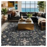 $120 Black Farmhouse 8x10 Washable Rug, Non-Slip