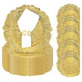 Gold Charger Plates & Napkin Rings Set, 50Pcs