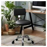 Rolling Stool Chair with Wheels, Black PU