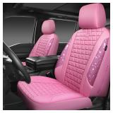 CAR PASS Pink Leather Seat Covers, 2 Front