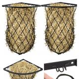 2pk Wall Corner Hay Feeder w/ Net for Horses
