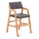 Swegrow Wooden High Chair with Wheels, Gray