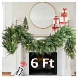 Cedar Garland with Lights 6ft Indoor/Outdoor