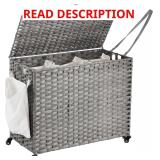 Laundry Hamper with Wheels, 52.8 Gal Grey