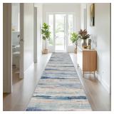 3x20 Runner Rug with Non Slip Back Blue