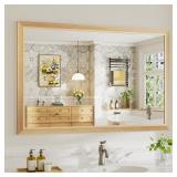 $124 48x32 Inch Oak Wood Framed Bathroom Mirror