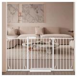 Extra Wide Baby Gate with Door, White