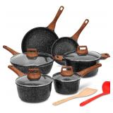 ESLITE LIFE 12-Pc Nonstick Cookware Set Black