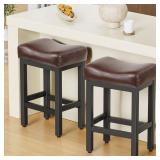 Counter Height Bar Stools, 2-Pack, 24' Leather