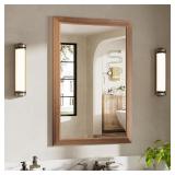24x32 Inch Bathroom Mirror, Walnut Wood Frame