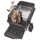 XXL Stainless Steel Litter Box with Lid