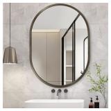 JJUUYOU Oval Wall Mirror 18x26 Brown Frame