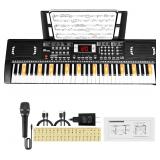 Keyboard Piano 61 Keys Kit with Speaker, Black
