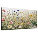 KZKU Watercolor Floral Wall Art Canvas 20x40
