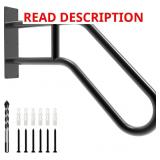 Outdoor Step Handrails, U-Shaped, 26' Black