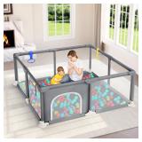 Dripex Baby Playpen 47x47 in, Grey, Safe