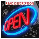 LED Open Sign 24x12in, Blue-Red, 12V/2A