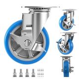6' Caster Wheels Set of 4, Heavy Duty (Blue)