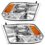 $113 Dodge Ram Headlights Chrome Amber Pair
