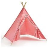 Teepee Kids Tent with Lights & Pompoms