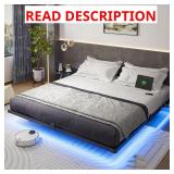 $110 King Size Floating Bed Frame with USB