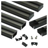 Muzata 6Pack 3.3FT LED Channel Black U1SW 1M