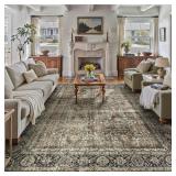 $270 Vintage Area Rug 10x14 Brown Washable Carpet