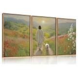 $117 LHIUEM Jesus & Lamb Canvas Wall Art 24x36x3