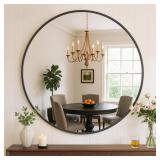 30' Round Matte Black Bathroom Mirror