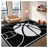 $119 Black Basketball Rug for Boys Bedroom 6x9 ft