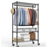 Rolling Garment Rack 3-Tier Black 74.5'H