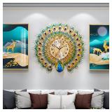 EURSON Peacock Wall Clock 23.7' Silent Blue
