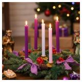 Purple Bow Advent Wreath with Candles