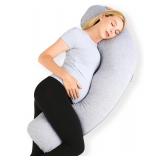Momcozy J-Shaped Pregnancy Body Pillow, Grey