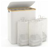Laundry Hamper 160L 3-Section Beige