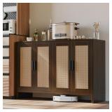 $190 Mericonia Rattan Buffet Cabinet, Walnut