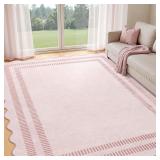 $130 Pink Living Room Rug 8x10, Machine Washable