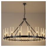 $350 48-Inch Black Wagon Wheel Chandelier