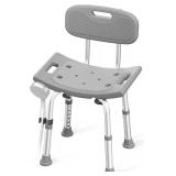 HOMLAND Shower Chair with Back, 400 lb Grey