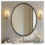 $198 OVALCREST Oval Beveled Mirror Matte Black