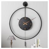 Large Wall Clock, Walnut Pointers, Farmhouse