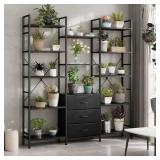 $539 Industrial 5-Tier Bookshelf with Drawers