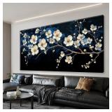 Suconvng White Flower Wall Art Canvas 24x48