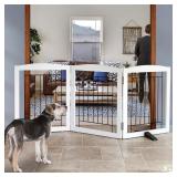 ZJSF Freestanding Dog Fence, 3 Panels, White