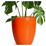 8 Inch Ceramic Plant Pot, Orange