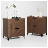 $140 Royal Windsor 2-Drawer Night Stand Set Brown